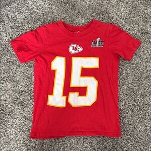 Nike Red Kids Football Tee with #15 and Team Crest